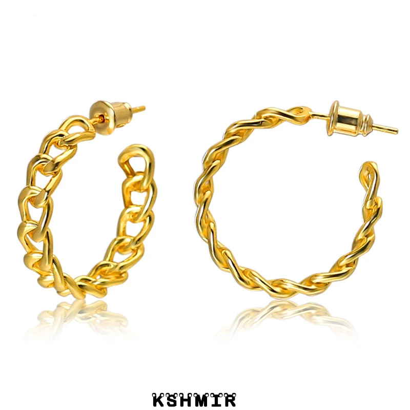 

European and American retro personality metal C-type earring cold wind minimalist chain earrings temperament female earring