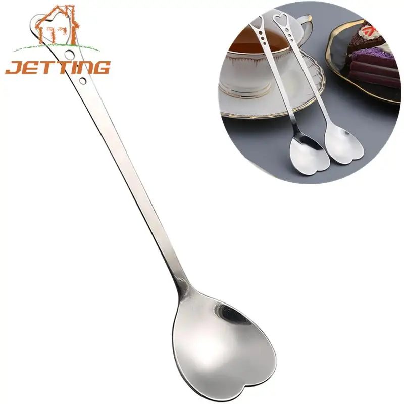 

Coffee Spoons Creative Valentines Day Coffeeware Heart-Shaped Silver Kitchen Accessories Dinnerware Portable Stainless Steel
