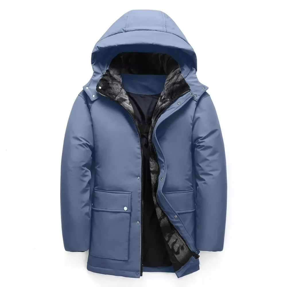 2022New Winter New Men's White Duck Down Warm Down Jacket Fashion Casual Hooded Thickened Long Coat Male Brand Clothes