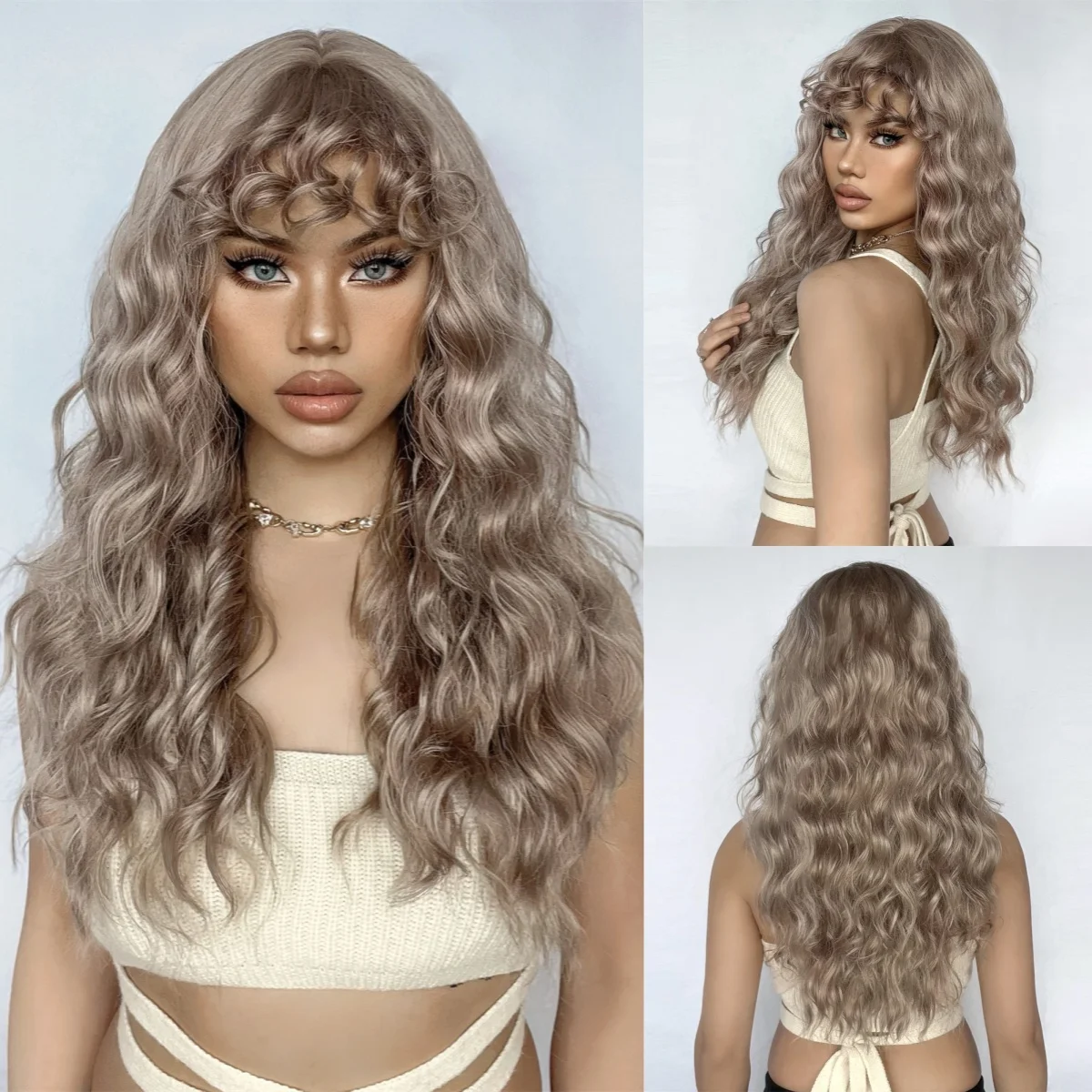 Длинный синтетический парик EASIHAIR светло-коричневого цвета с вьющейся текстурой