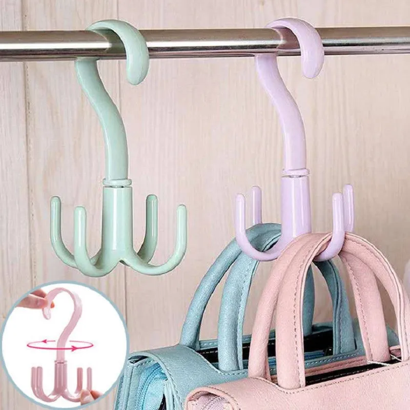 

360° Rotatable Hanger Hooks Space Saving Wardrobe Bag Rack Organizer Holder for Closet Scarf Belt Shoes Hanging Storage Hooks