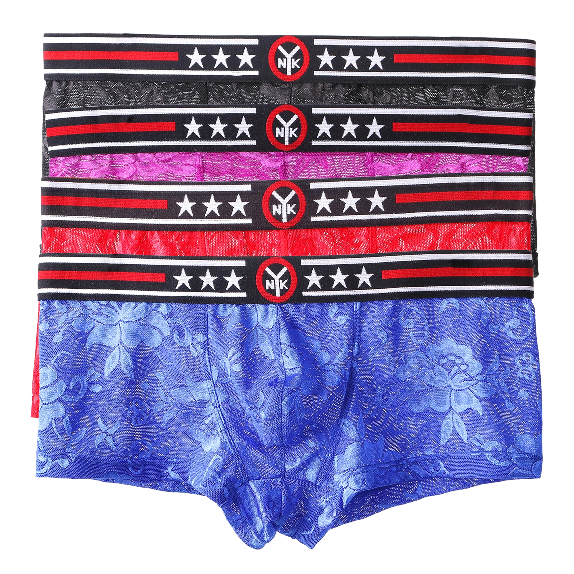 

1/4 шт., мужские трусы-боксеры с цветочным кружевом