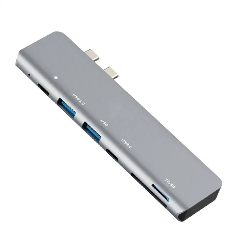 

Usb Type C Hub Double-headed Hdmi-compatible 7 In 2 Thunderbolt 3 4k With Tf Sd Reader Slot Computer Accessories New Dock Hubs