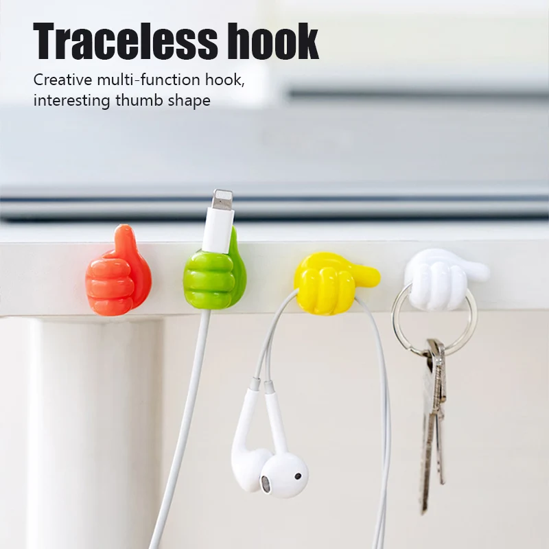

5/1Pcs Multifunctional Clip Holder Thumb Hooks Wire Organizer Wall Hooks Hanger Strong Wall Storage Holder For Kitchen Bathroom