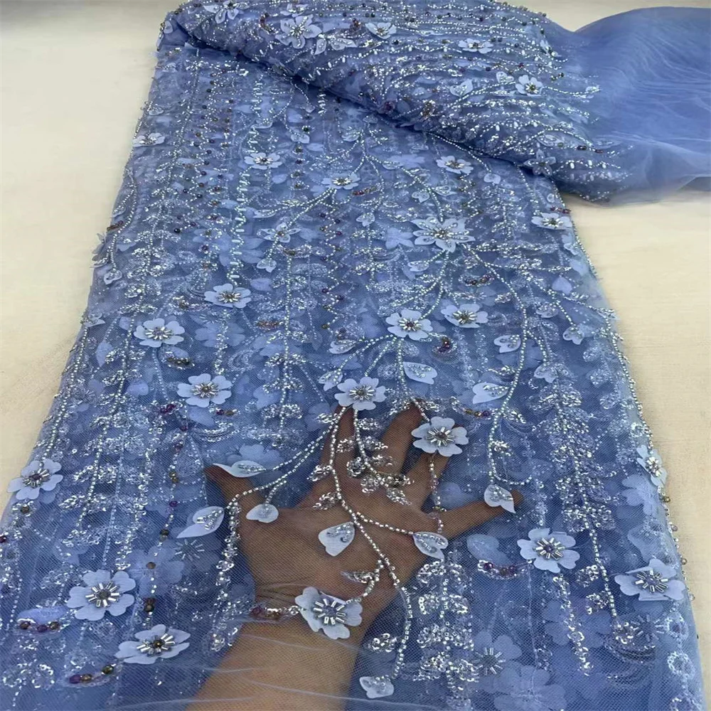 2024 новейшая африканская Изысканная кружевная ткань французское с блестками и