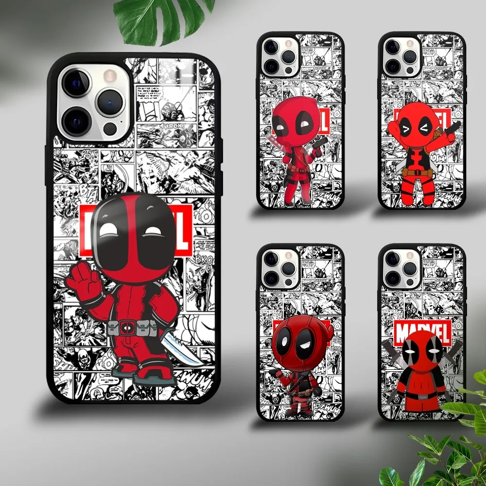 Cute Chibi Deadpool Phone Case For iPhone 16 15 14 13 12 11 Pro Xs Max Mini Plus Celulares Hard Funda