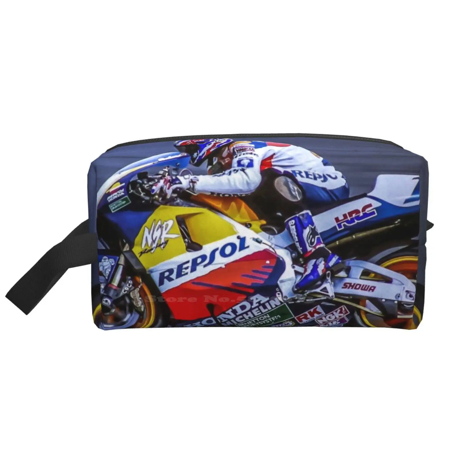 

The Incomperable Mick Doohan Cosmetic Bag Travel Storge Bags Large Size Mick Doohan Repsol British Gp 1996 World