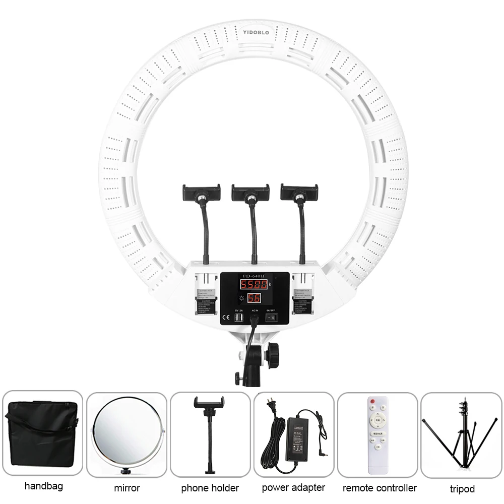 

100w Ring Lamps Lights Dimmable with Tripod 22inch Bi-color Yidoblo FD-640II Photography Lighting Photo Studio Light USB Support