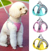 breathable adjustable reflective pet dog harness fashion with leash mesh vest outdoor harness for small dogs cats accessories