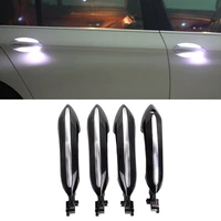 4X Black Outer Exterior Door Handle Set with White Ambient Light Replacement for BMW 5 Series F10 F11 F18 2010-2017