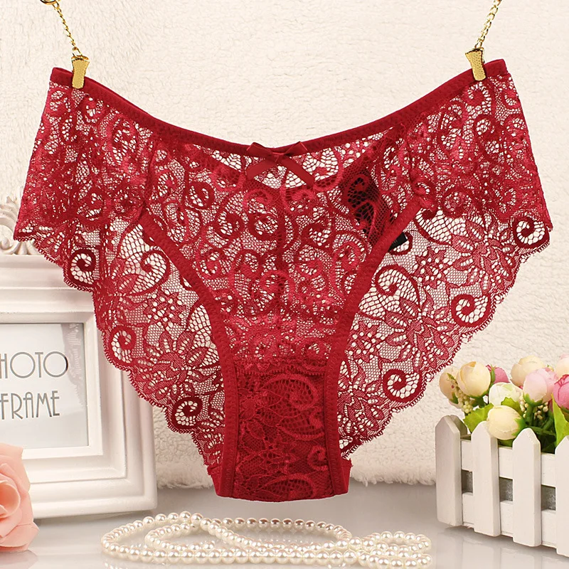 

Women Panties Luxury Lace Side Large Women's Underwear Europe and America Narrow Crotch Low Waist Briefs European Size