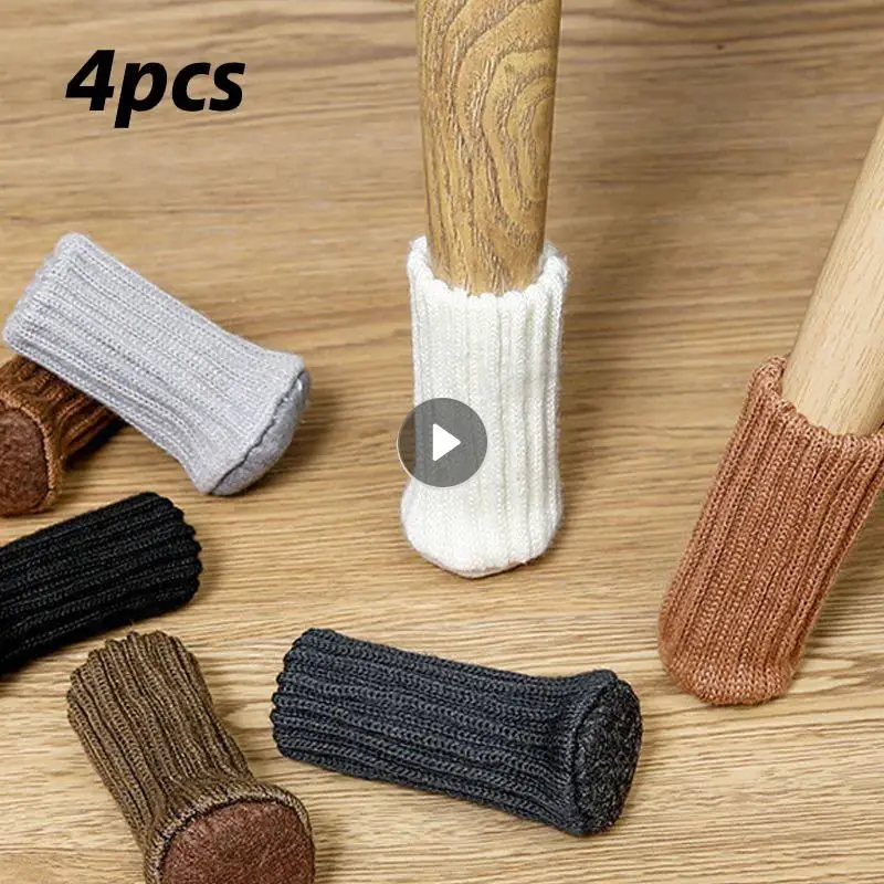 

4PCS Knitting Chair Foot Cover Leg Sock Cute Universal Protective Case Multicolor Non-Slip Floor Furniture Protector Home Decor