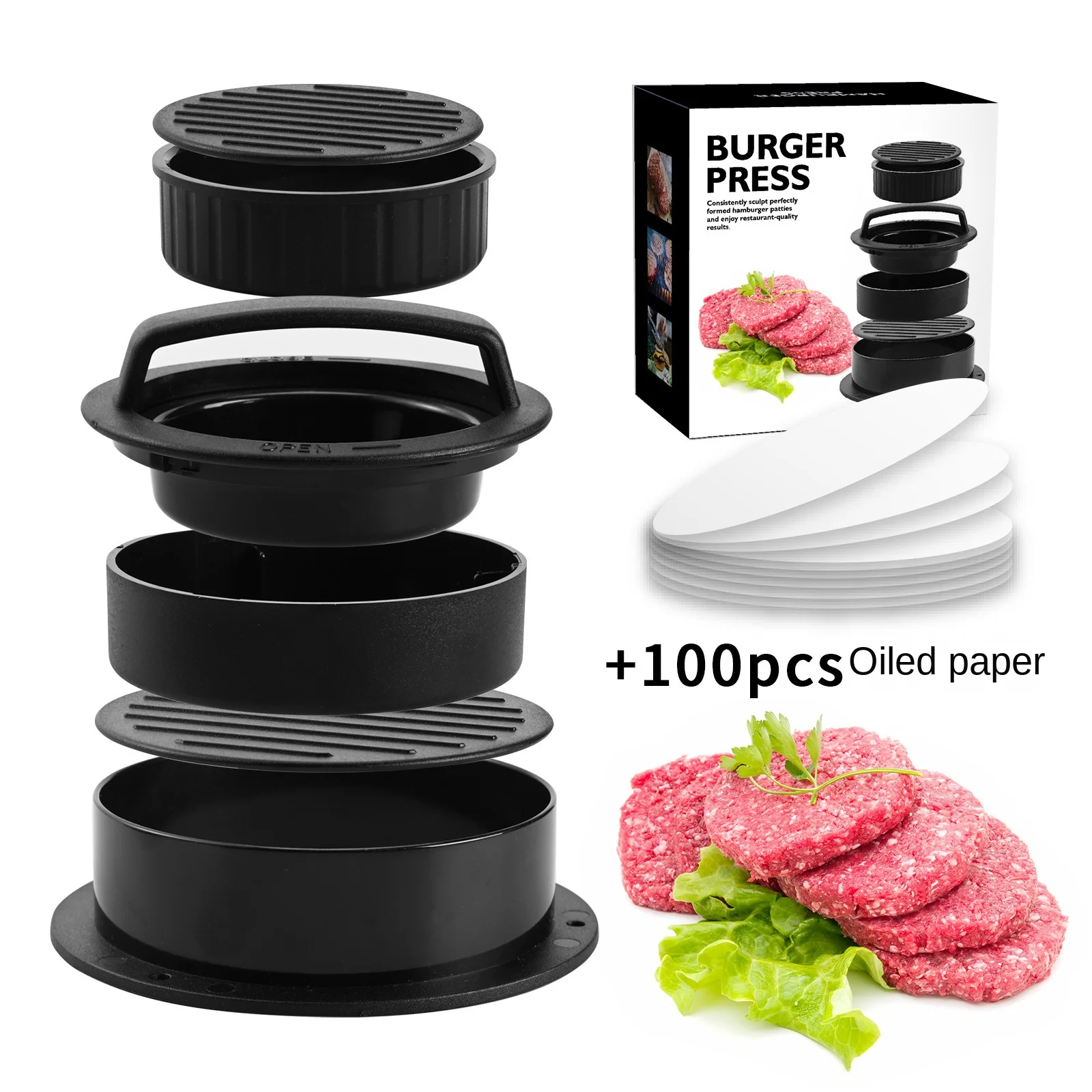 

DIY Burger Press Manual Hamburger Burger Press Mold Plastic Hamburger Press