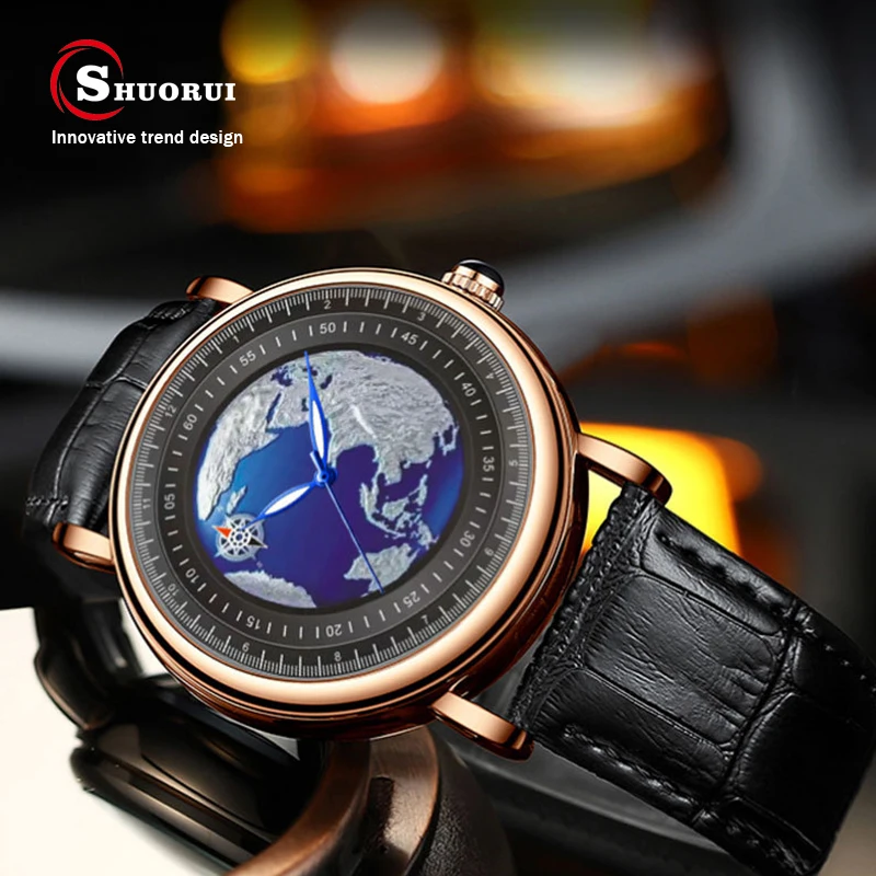 Часы наручные SHUORUI Мужские кварцевые модные деловые повседневные роскошные
