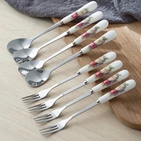 5pcslot kitchen tool fashion stainless steel spoon 156mm bone china fruit spoon cake dessert spoon tableware