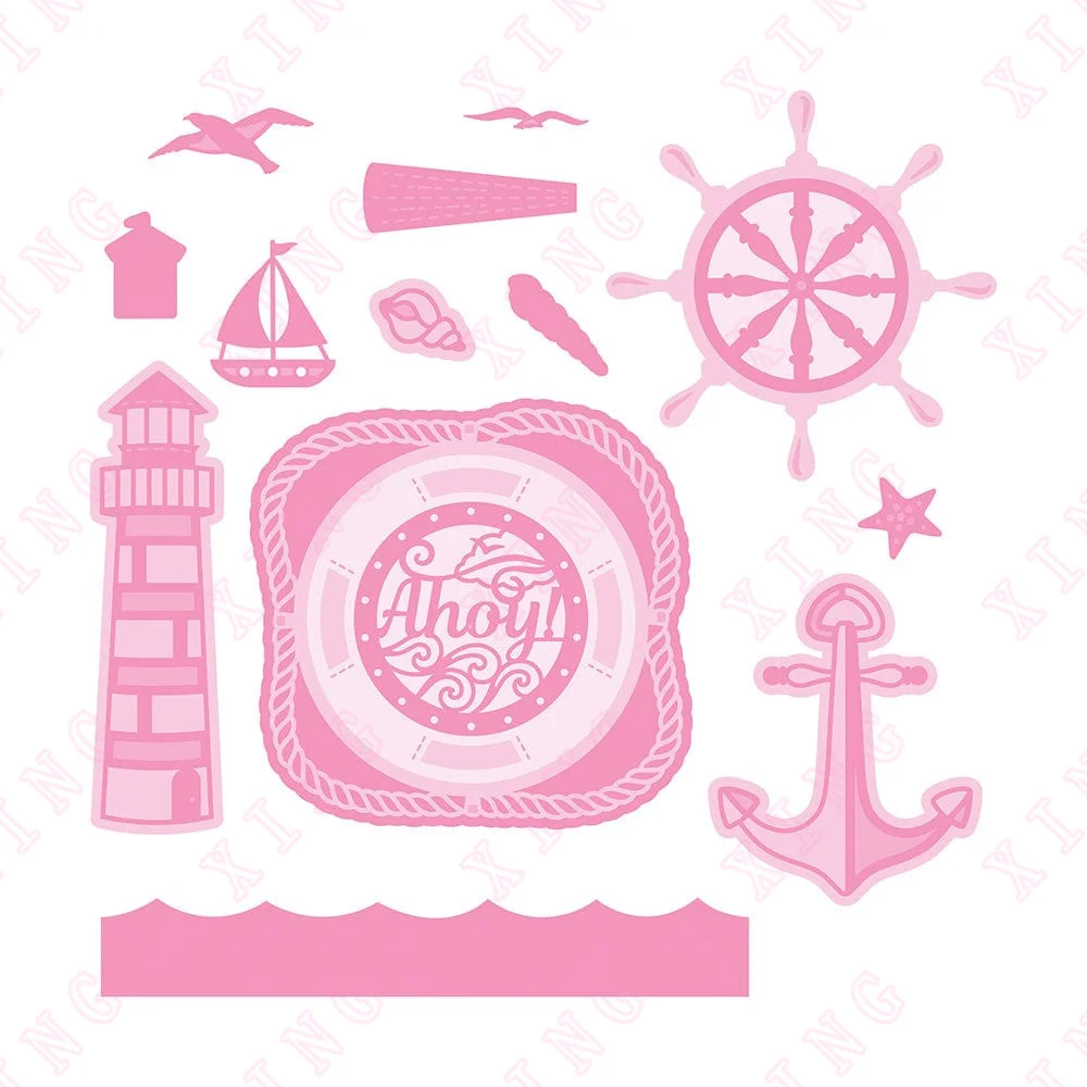 

2022 Scrapbook Diary Decoration Embossing Metal Cutting Dies Diy Greeting Card Handmade Craft Reusable Molds Ahoy Sailor Die Set