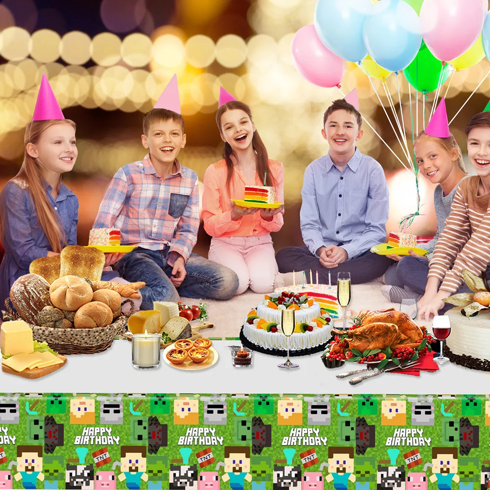 Товары для вечеринки скатерть детей одноразовый чехол стола в стиле пикселя