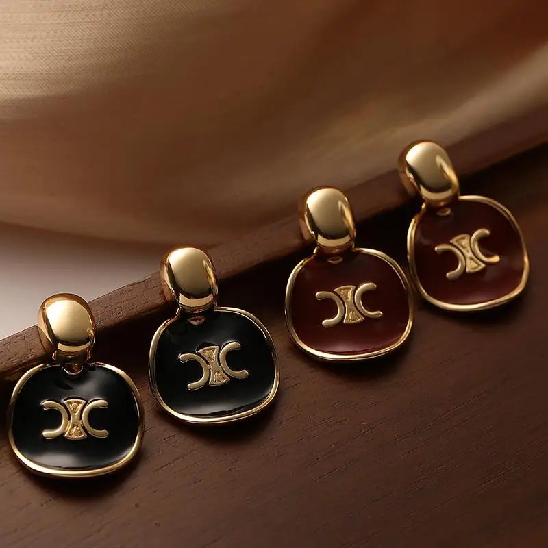 Simple Love ACC Private French sle Advanced Design Drop Glaze Fashion Temperament Silver Needle Earrings Women