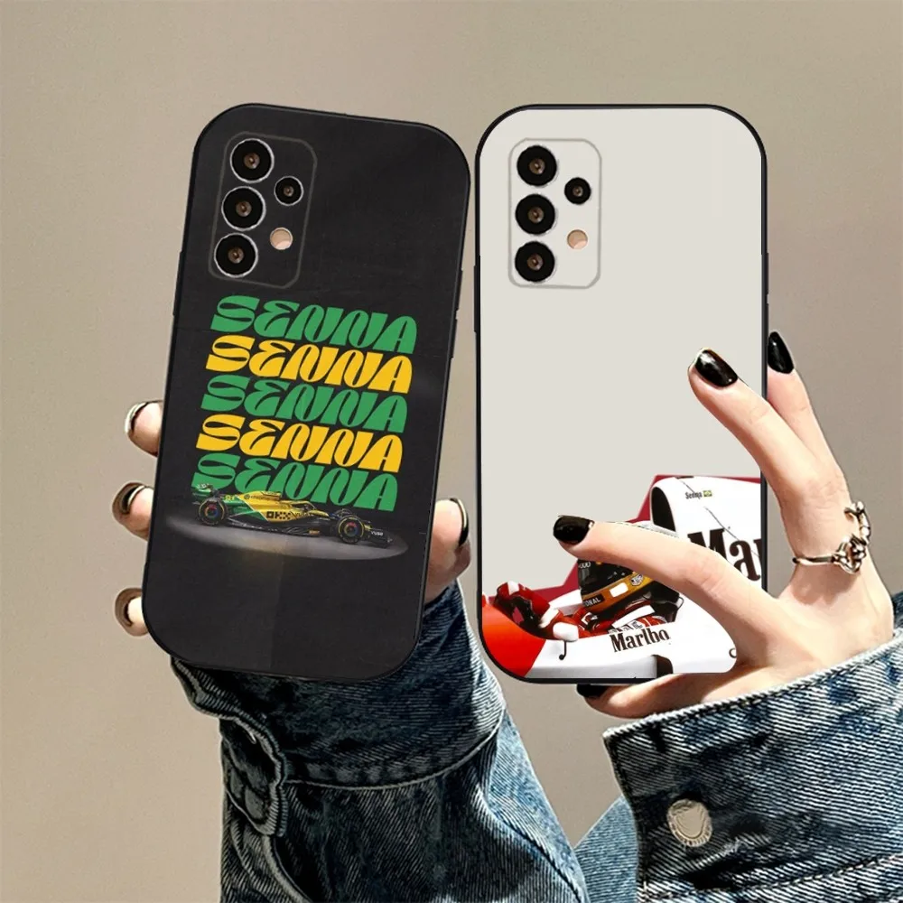 Чехол для телефона F1 Ayrton Tacing Driver S-Senna Samsung S24 23 22 30 21 10 9 Ultra Plus Lite FE 5G черный мягкий