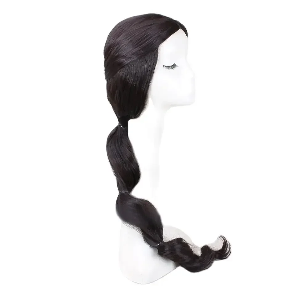 Жасмин Принцесса Косплей Парик 85 см Длинная Коса Черный Коричневый Пробор в