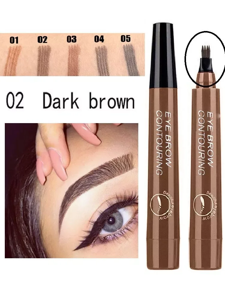 

NEW IN Points Eyebrow Pen Tattoo 5 Color Liquid Microblading Blade Fork Tip Brow Pencil Waterproof Gel Long Lasting Makeup Goth