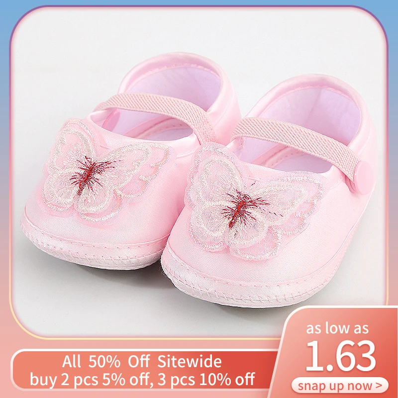 

Cute Cutterfly Infant Girl Shoes Cotton Bottom Baby Soft Sole Princess Toddler First Walker Lightweight Newborn Prewalkers Shoe