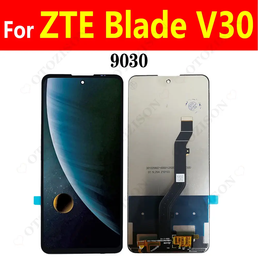 ЖК-дисплей 6,67 дюйма для ZTE Blade V30, сенсорный экран 9030 дюйма, дигитайзер в сборе, модуль дисплея V30, замена протестирована, ОК-запчасти