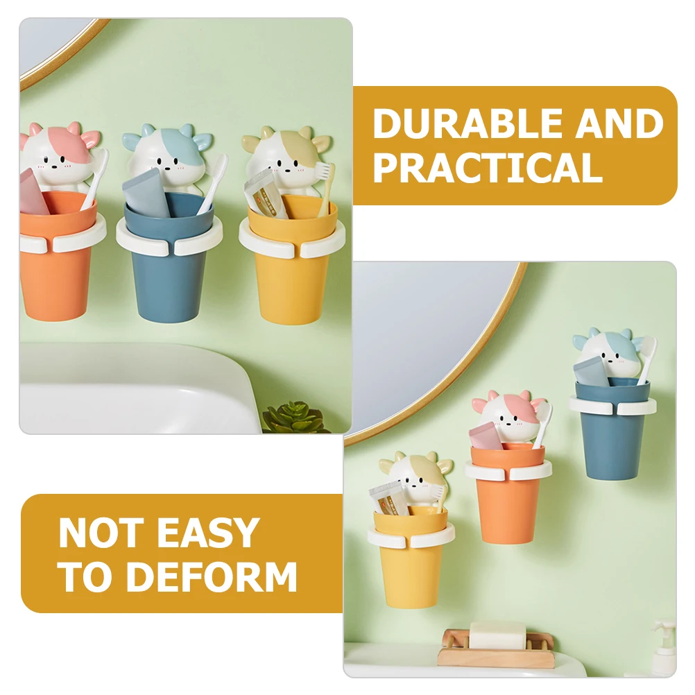

Holder Toothbrush Wall Kidshanging Cup Childbathroom Cartoon Organizer Rinse Mounted Mouth Children S Toothpaste With