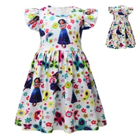girls encanto mirabel dress charm kids cosplay princess dresses flying sleeved cartoon clothing birthday party outfits