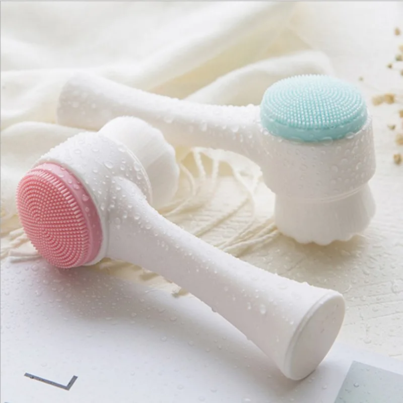 

Silicone Face Cleansing Brush Double-Sided Facial Cleanser Blackhead Removal Product Pore Cleaner Exfoliator Face Scrub Brush
