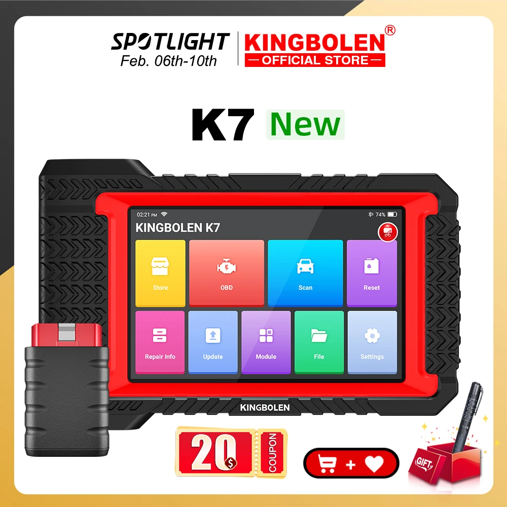 

KINGBOLEN K7 7-дюймовый планшет ВСЕ средства диагностики системы Кодирование ЭБУ Активный тест 28 сбросов Сброс AF 3 года бесплатно PK THINKSCAN MAX 2