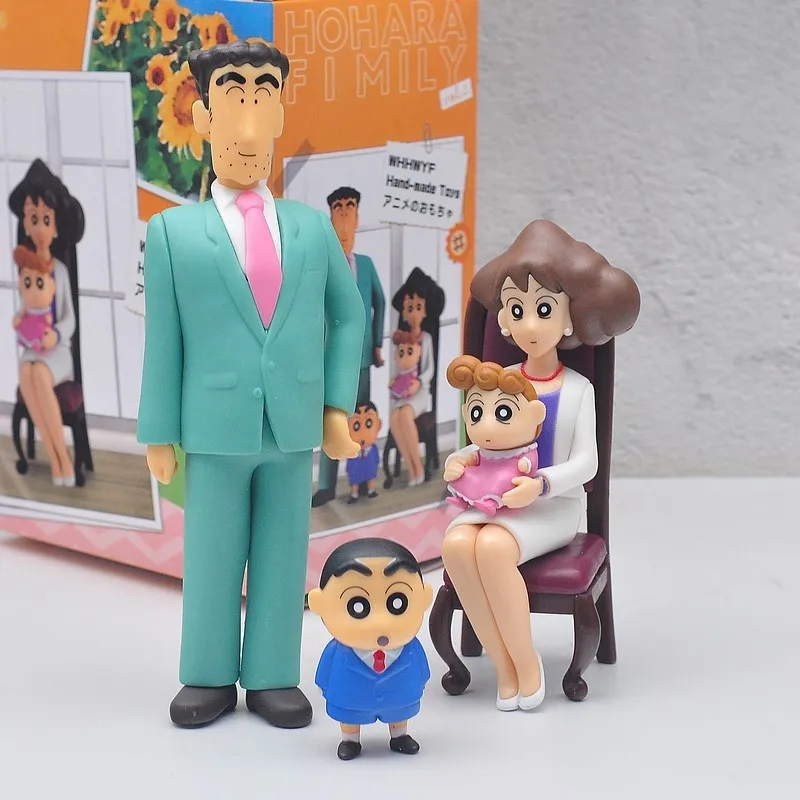 

4-21cm Crayon Shin-chan Whole Family Anime Figurine Nohara Shinosuke Hiroshi Misae PVC Action Figure Collectible Model Toys Doll