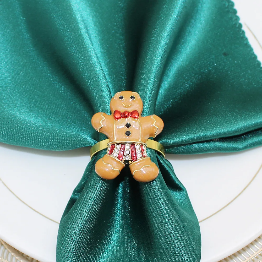 6 шт. кольца для рождественских салфеток с пряничным человечком держатель со