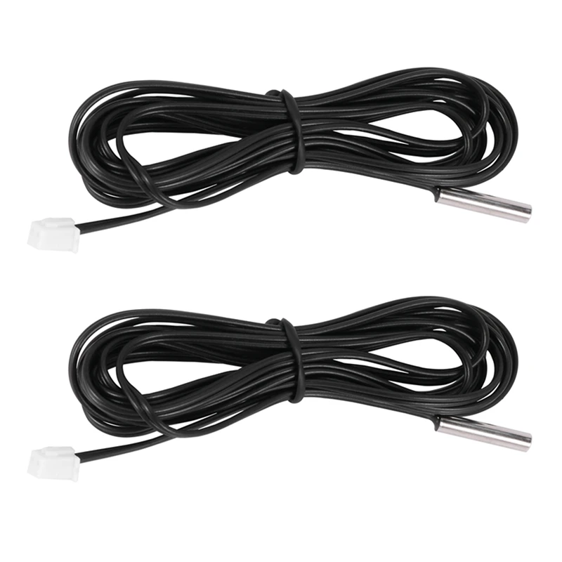 

2X 2 M NTC Thermistor Temperature Sensor Waterproof Probe Wire 10 K 1% 3950 Black