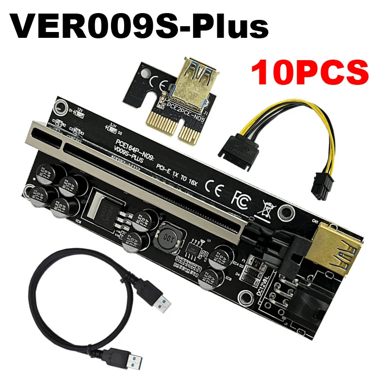 Riser 009s Plus Pci Express X16 Gpu Pci-e 1x a 16x Extensor Gpu Mineiro Mineração Riser Usb 3.0 Cabo Placa de Vídeo 10 Peças