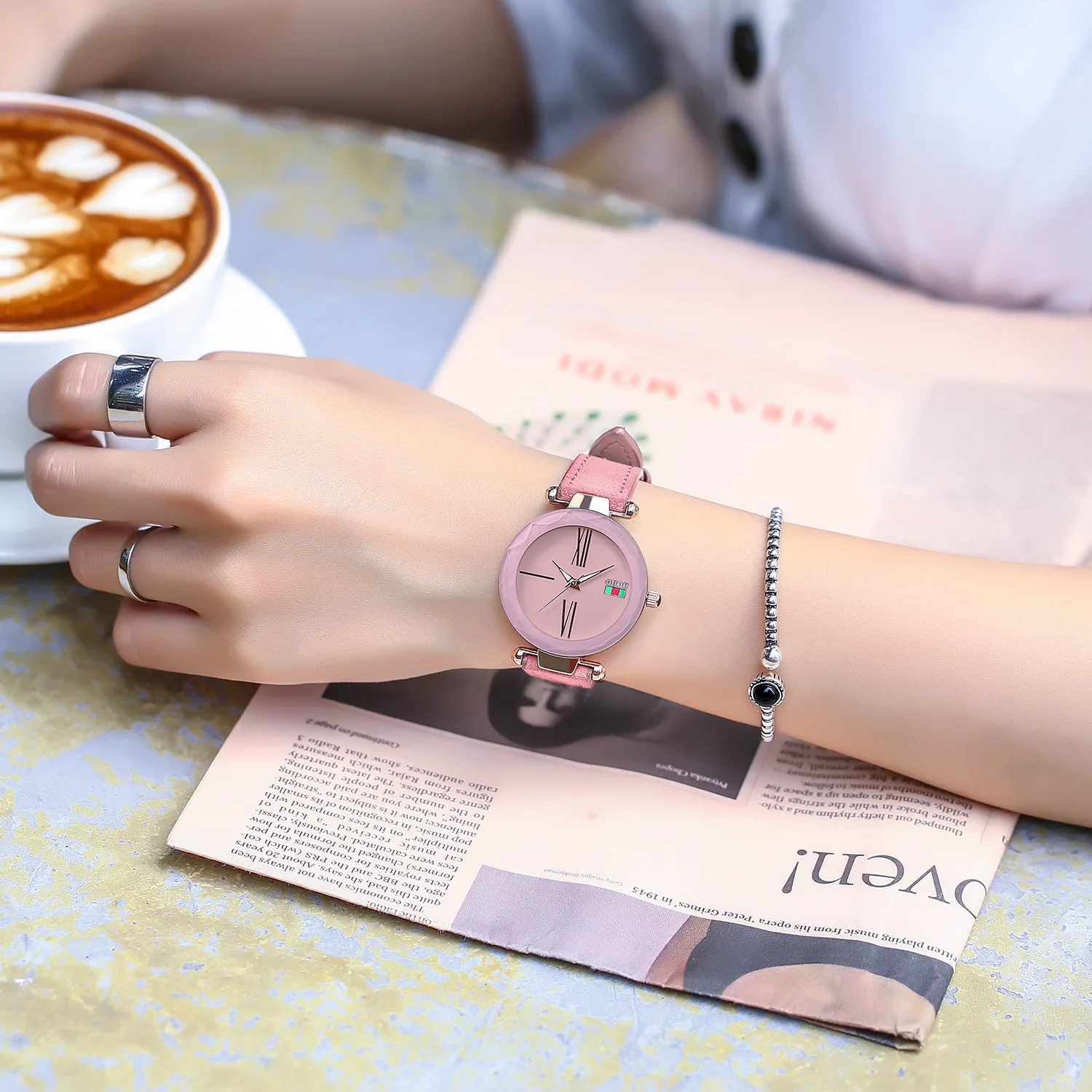 Fashionable and simple starry sky Watch Leather velvet band Watch female enlarge