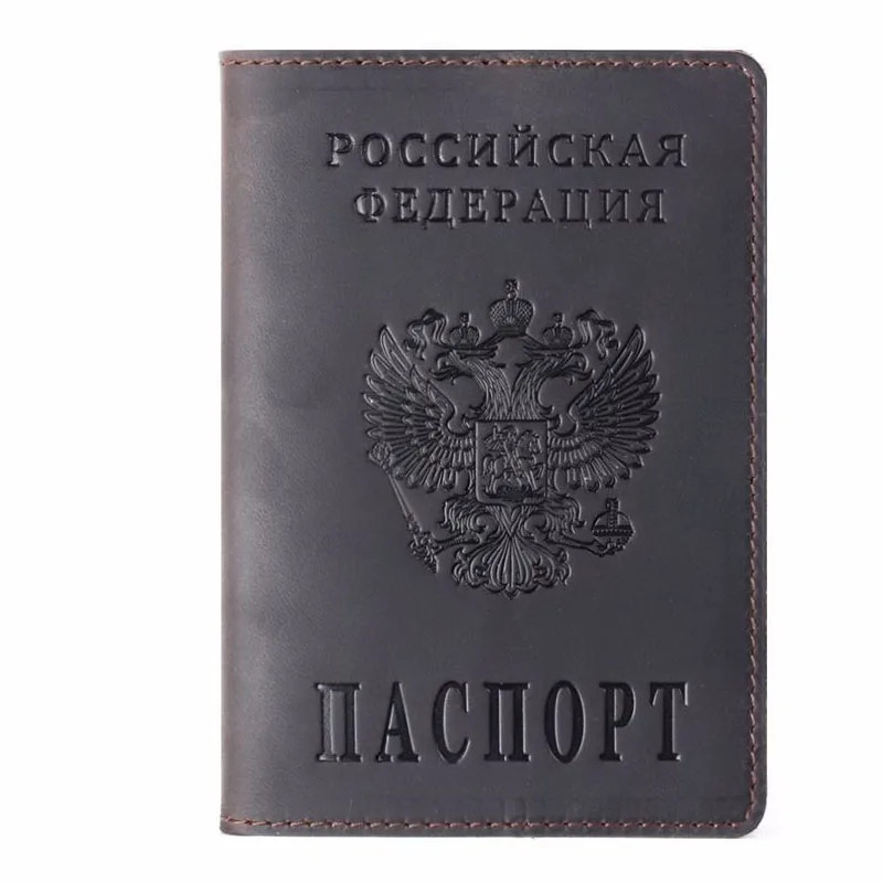 RU FR ES US IL Real Leather Passport Cover Case Genuine Leather Covers for Passport Holder Full Grain Leather