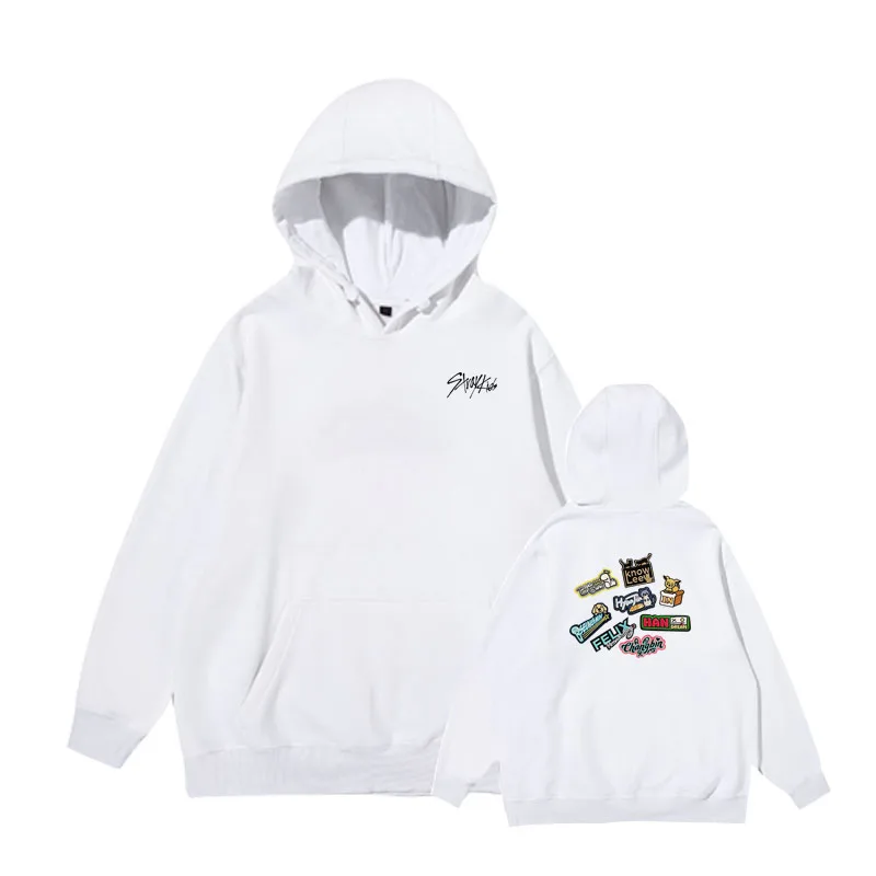 

New arrival kpop StrayKids debut 2 years same printing pullover loose hoodies unisex fashion fleece/thin sweatshirt
