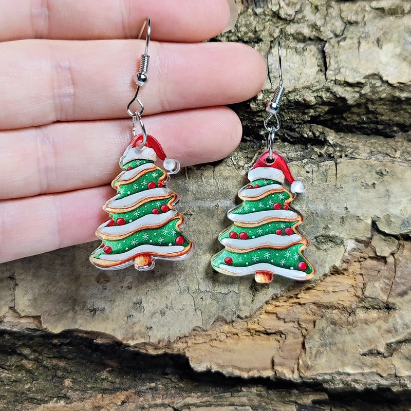 Акриловые серьги Санта-Клауса