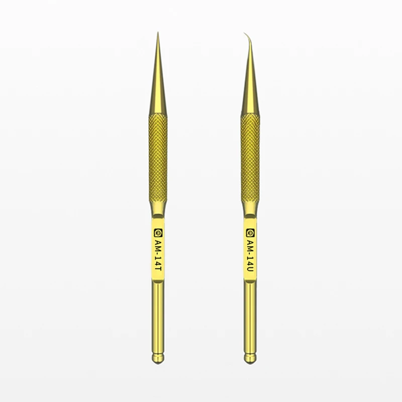 

AMAOE 14T/14U 0.1mm Titanium Alloy Tweezers Non-Magnetic Flying Wire Clips Curved/Straight hone Maintenance Clamping Tool Clamp
