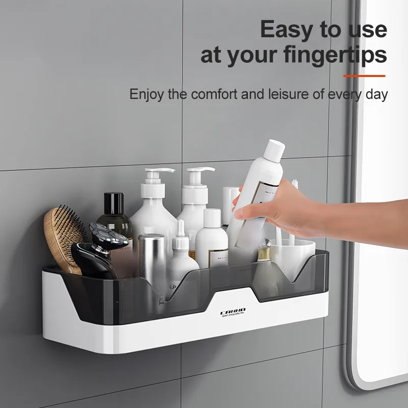 

Household Toilet Rack Free Punching Wall-mounted Kitchen Bathroom Washbasin Toilet Wall Cosmetic Storage Bathroom Accessories