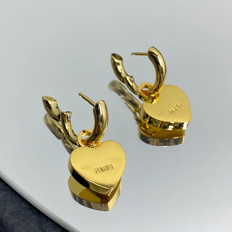 

Real Sterling Silver 925 Jewelry Drop Earrings For Women Fashion Heart Gold Earring Hypoallergenic Europe Luxury Hoop Earrings