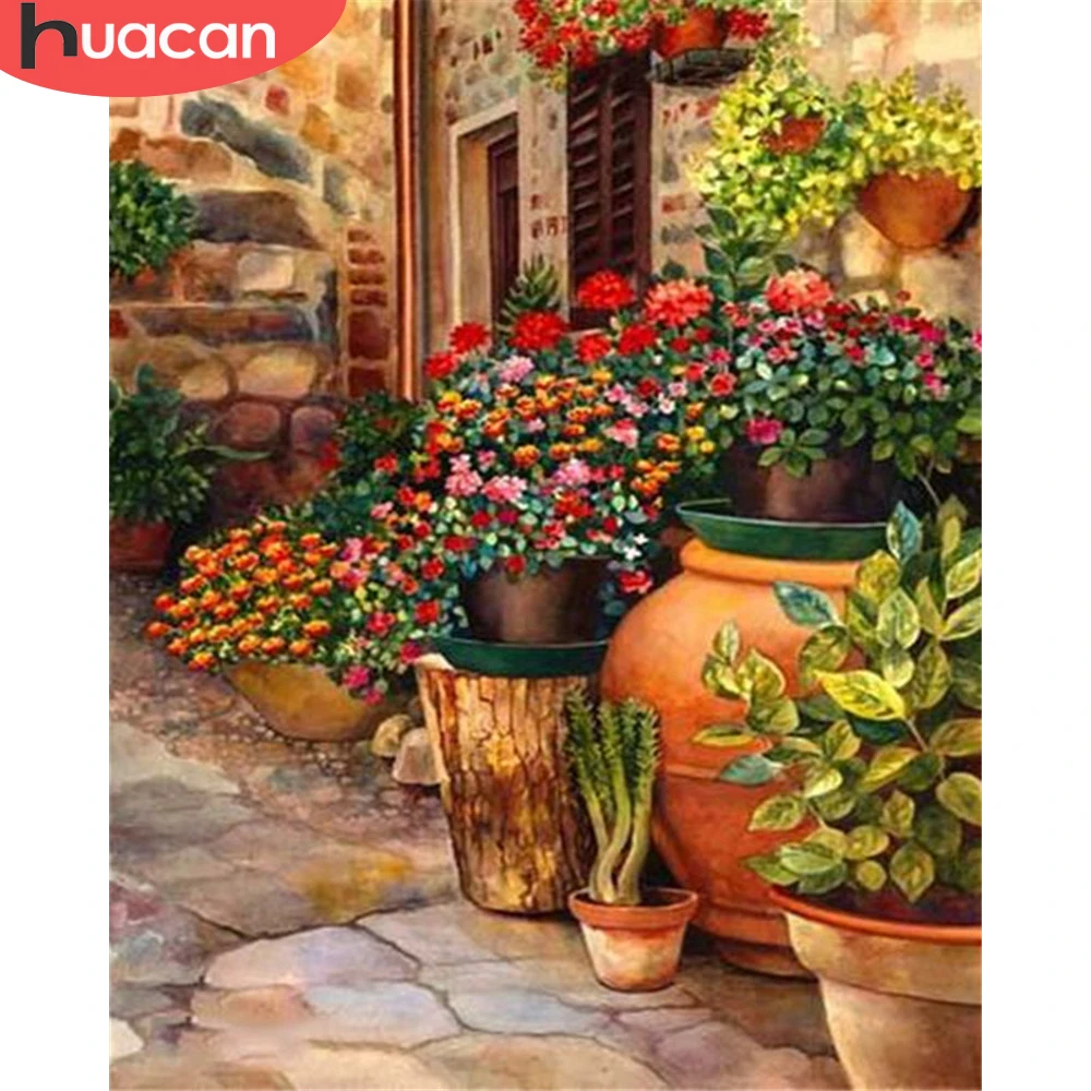 

HUACAN Picture By Number Flower House Kits DIY Painting Landscape Drawing On Canvas HandPainted Home Decoration Gift 40x50cm