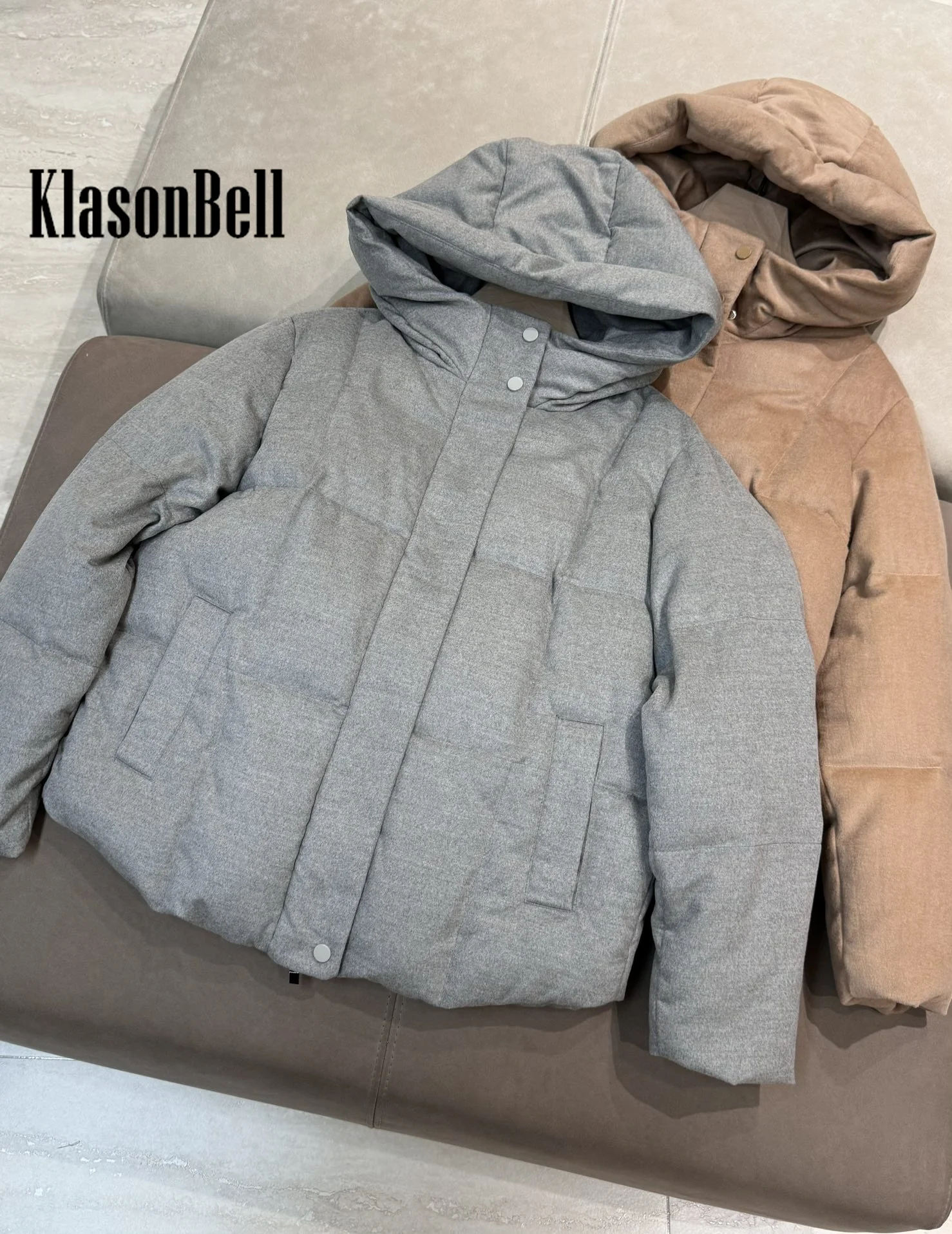 11.20 KlasonBell-Женская одежда 2024 осень-зима новая шелковая кашемировая куртка на