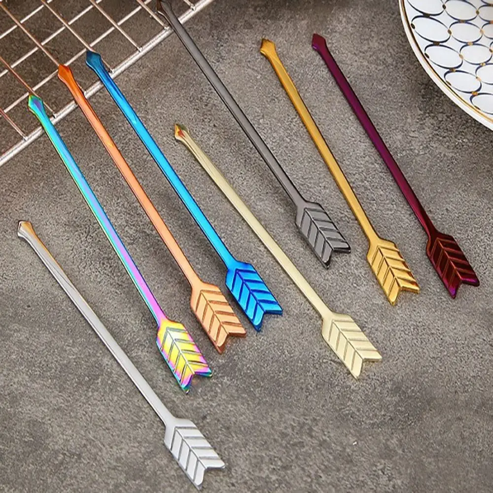 

8 pcs Stainless Steel Bow and Arrow Stirring Rod Bow and Arrow 4.93 Inches Multi Colored Bow and Arrow Fruit Fork Colorful