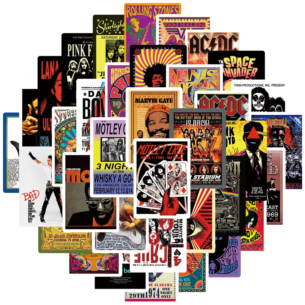 

10/30/50PCS Rock Music Personality Graffiti Sticker Luggage Laptop IPad Skateboard Motorcycle Waterproof Sticker Wholesale