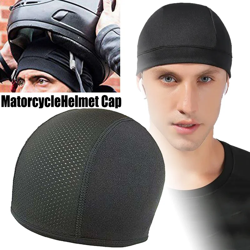 

Quick Dry Cycling Caps Black Sports Running Motorcycle Helmet Inner Liner Beanie Caps Moisture Wicking Cooling Outdoor Sport Hat