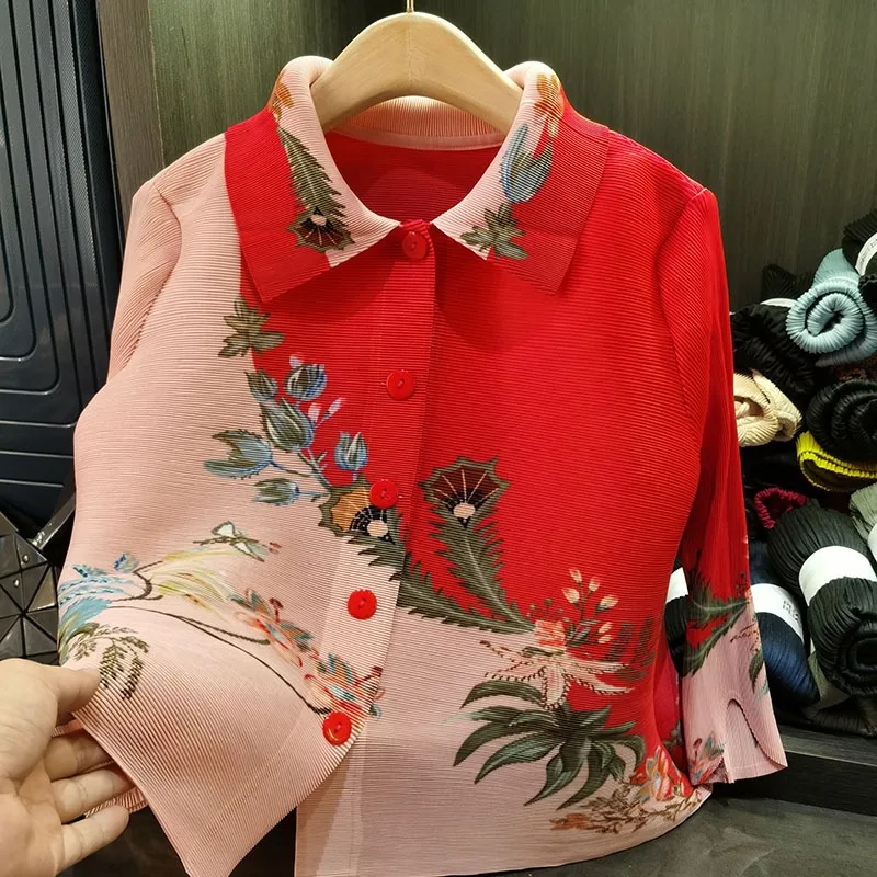 Плиссированная рубашка Miyake темпераментный дизайн для поездок на работу