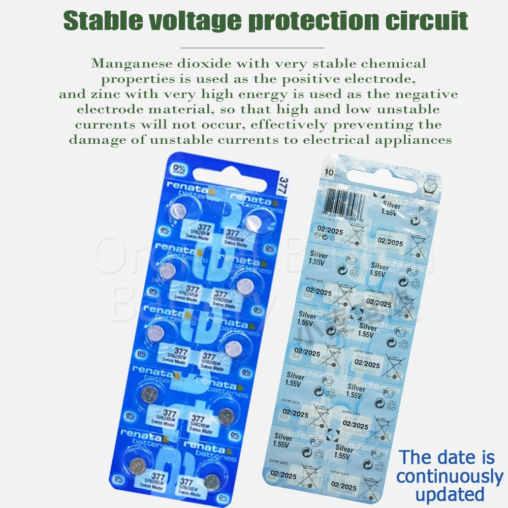Оригинальная батарея Renata 377 SR626SW AG4 LR626 SR66 V377 Кнопочная монетница 1 55 в оксид