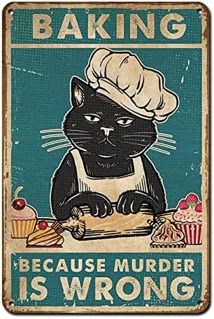 

Vintage Metal Tin Sign Cat Kitchen Cake Wall Decoration Sign